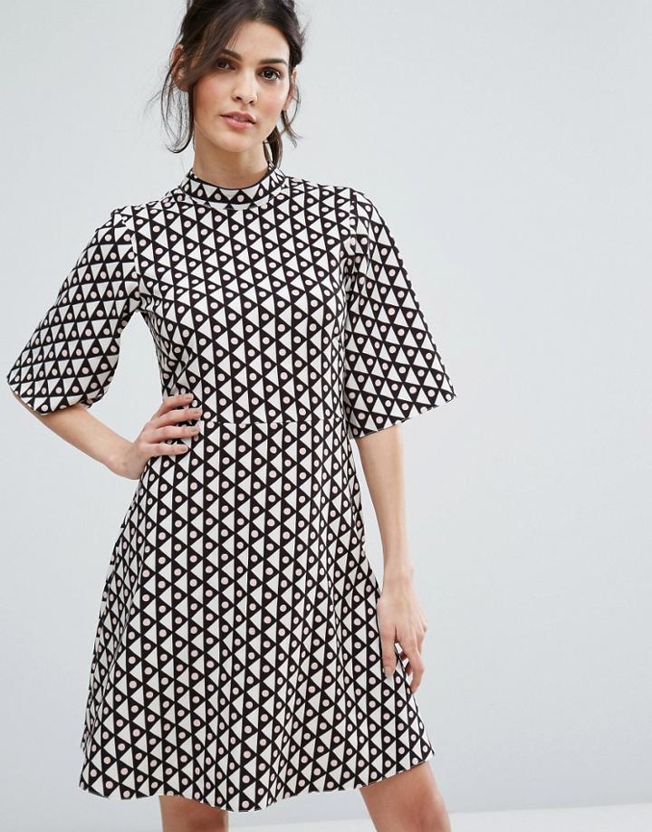 Closet London Swing Dress With High Neck - Multi