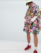 Jaded Floral Print Festival Poncho - Black
