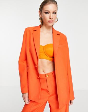 Extro & Vert Slouchy Blazer In Tangerine-orange