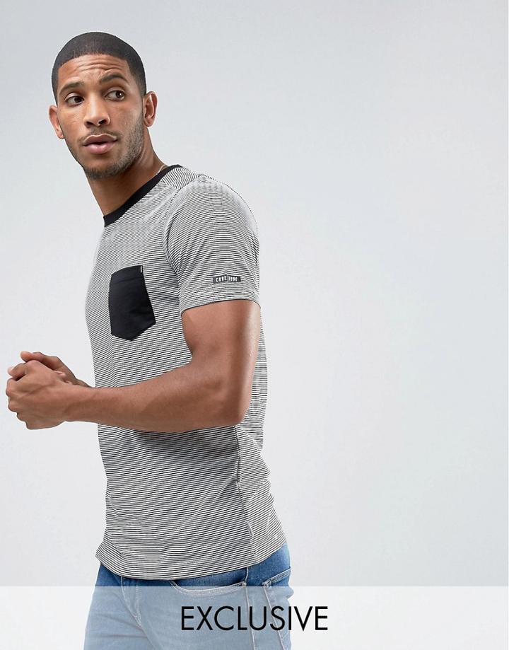 Jack & Jones Core T-shirt With Stripe And Pocket - White