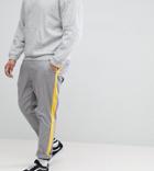Asos Design Plus Tapered Pants In Gray With Yellow Side Stripe - Gray
