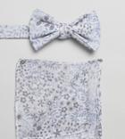 Asos Design Bow Tie And Pocket Square In White Floral - White