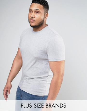 Asos Plus Muscle T-shirt With Crew Neck In Gray Marl - Gray