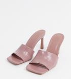 Asos Design Wide Fit Hattie Mid-heeled Mule Sandals In Blush Lizard-pink