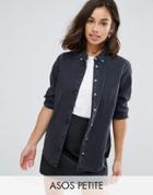 Asos Petite Denim Shirt In Washed Black - Black