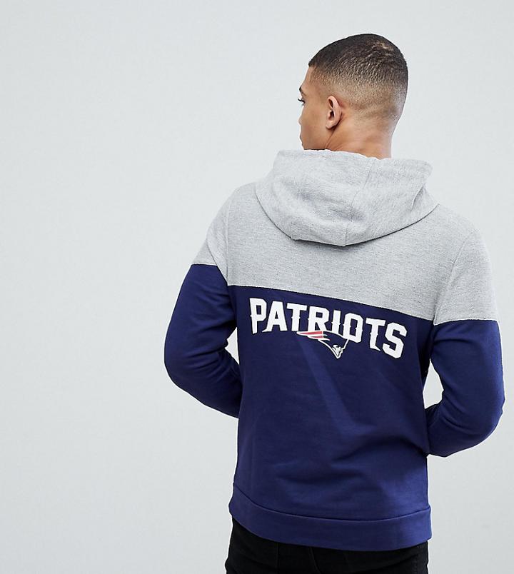 Majestic Patriots Chevron Panel Hoodie With Back Print In Navy - Navy