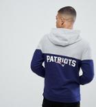 Majestic Patriots Chevron Panel Hoodie With Back Print In Navy - Navy