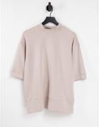 Sixth June High Neck Oversize T-shirt In Beige-neutral
