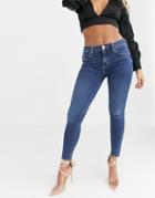 River Island Amelie Skinny Jeans In Dark Blue-blues