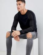 Celio Muscle Fit Long Sleeve Top With Raglan Sleeve - Navy