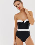 South Beach Balconette Monochrome Swimsuit - Black