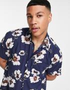 Abercrombie & Fitch Short Sleeve Shirt In Navy Floral Print