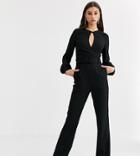 Fashion Union Tall Velvet Keyhole Jumpsuit-black
