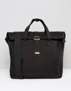 Asos Satchel In Black Canvas With Roll Top - Black