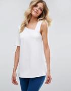 Asos Top In Ponte With Assymetric Tab Sleeve - White