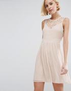 Vero Moda Skater Dress With Lace Panel - Pink