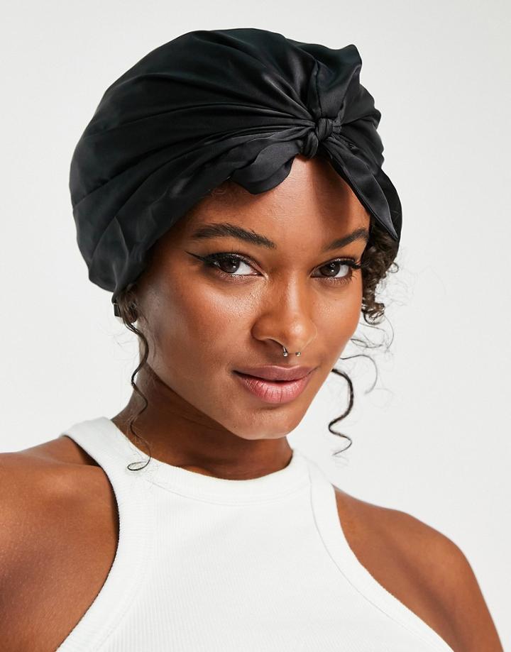 Asos Design Sleep Cap In Black Satin