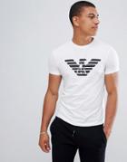 Emporio Armani Crew Neck Large Eagle Logo T-shirt In White - Black