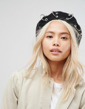 Asos Eyelet Beret - Black