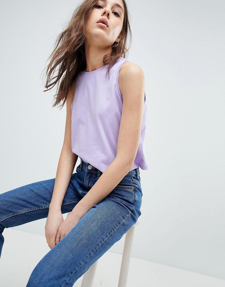 Asos Design Crop Tank With V Back - Purple