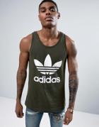 Adidas Originals Trefoil Tank In Green Br9557 - Green