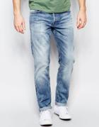 Only & Sons Mid Wash Straight Fit Jeans - Mid Blue