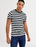 Farah Belgrove Stripe Logo T-shirt In Navy