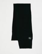 Calvin Klein Jeans Knitted Logo Scarf In Black