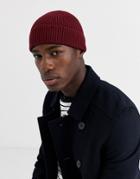 Asos Design Fisherman Beanie In Burgundy-red