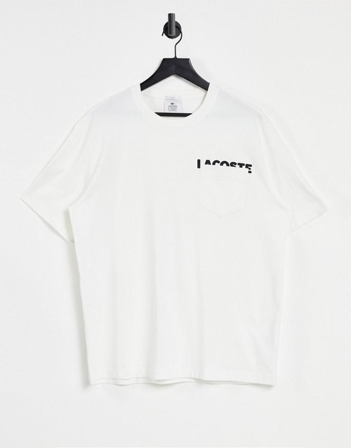 Lacoste Oversized T-shirt With Logo Pocket Detail In White