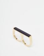 Orelia Gold Plated Clean Colored Bar Double Ring - Gold