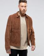 Barney's Piped Suede Western Jacket - Tan