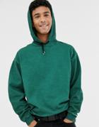 Asos Design Oversized Hoodie In Green Oil Wash With Popped Out Seams