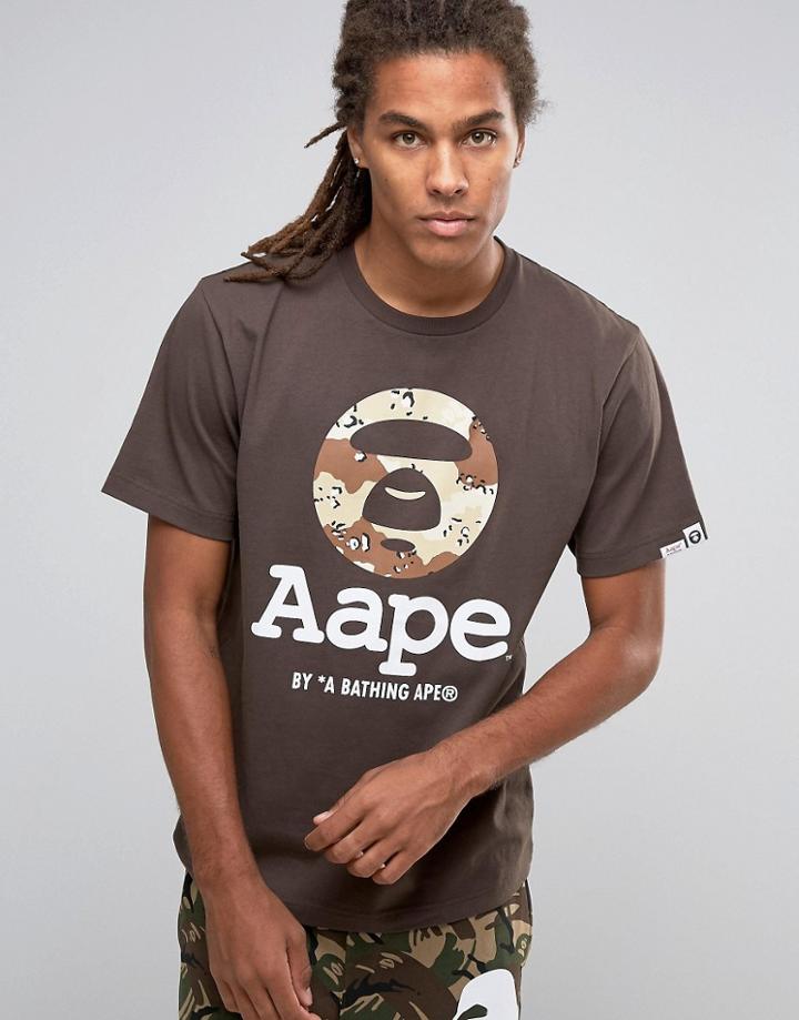 Aape By Bathing Ape T-shirt With Large Camo Logo - Black