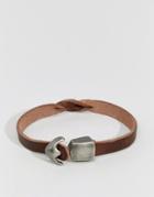 Jack & Jones Leather Bracelet With Hook Fastening - Brown