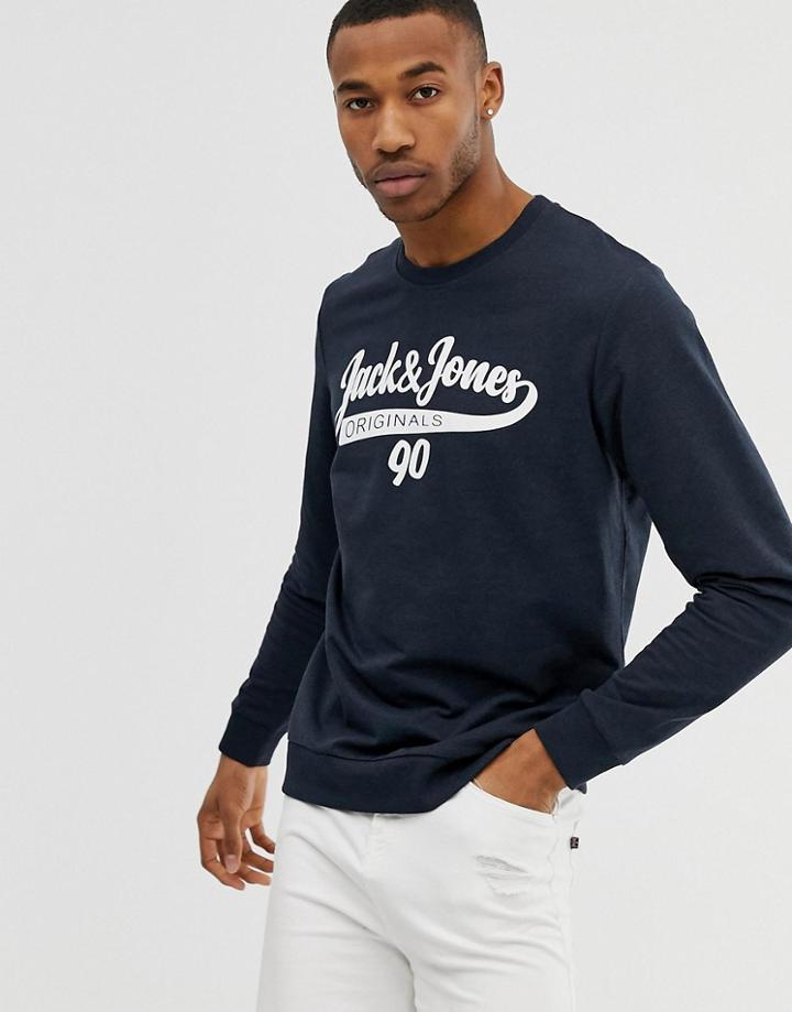 Jack & Jones Originals Logo Crew Neck Sweat - Navy