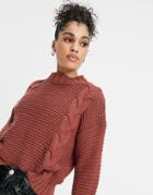 Naanaa Cable Knit Sweater In Rust-orange
