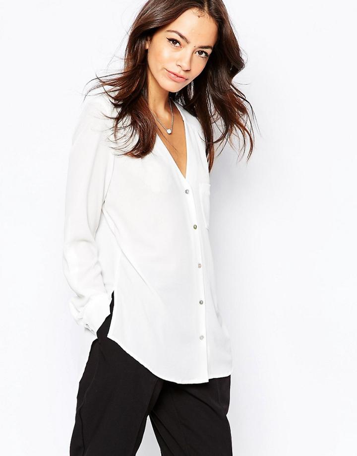 New Look V Neck Shirt - Cream