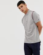 Tommy Hilfiger Icon Tape Trim Pique Polo Slim Fit In Gray Marl - Gray
