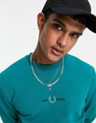 Fred Perry Embroidered Sweatshirt In Teal-green
