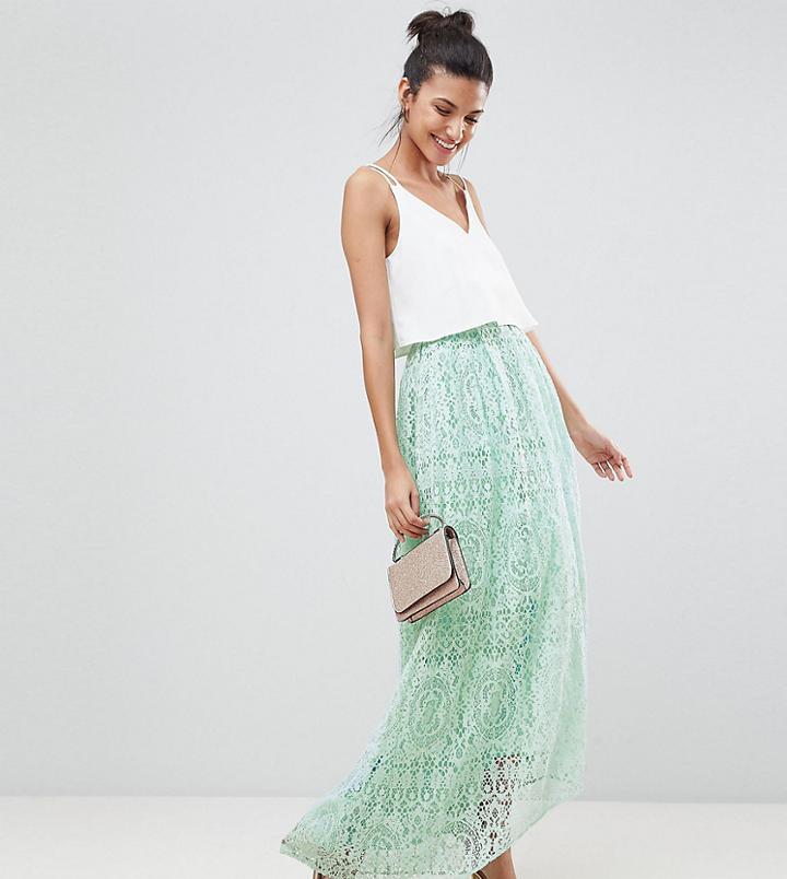 Asos Design Tall Lace Maxi Prom Skirt - Yellow