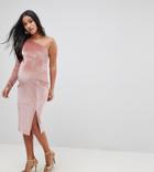 Flounce London Maternity Glitter Velvet One Shoulder Midi Dress - Multi