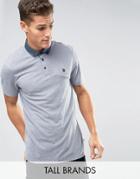 Ted Baker Tall Stripe Polo With Contrast Collar - Blue