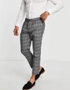 New Look Slim Crop Smart Pants In Gray Check
