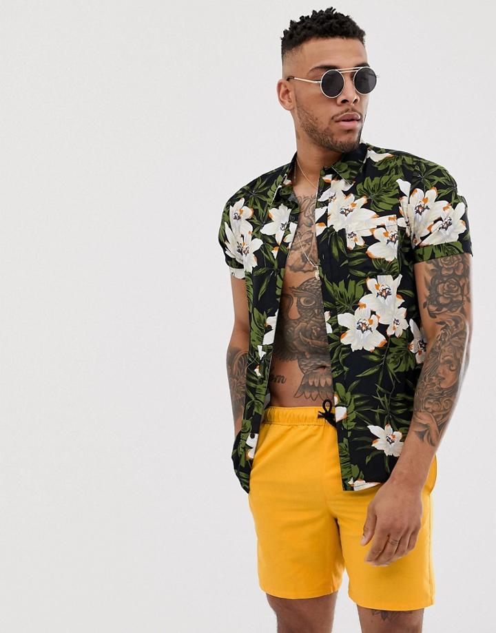 Asos Design Swim Shorts In Mustard Mid Length-yellow