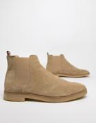 Walk London Hornchurch Chelsea Boots In Stone Suede - Brown