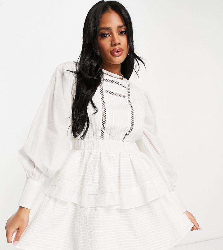 Asyou Open Back Broderie Mini Dress In Off-white