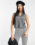 Jdy Elanor V-neck Knitted Vest In Dark Gray Melange
