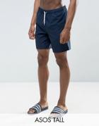 Asos Tall Mid Length Swim Shorts In Navy - Navy