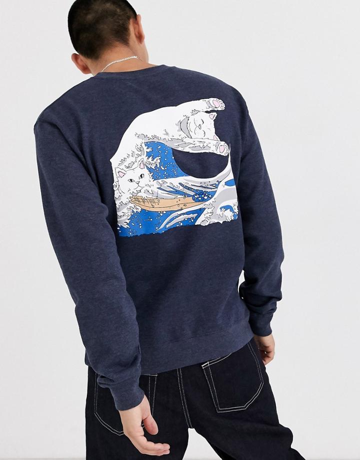 Ripndip Great Wave Crewneck In Navy